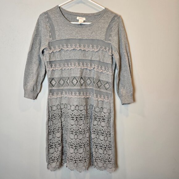 Sundance Dress Lovely Days Pointelle Knit Sweater Mini Crochet Boho Womens Small - Picture 7 of 7